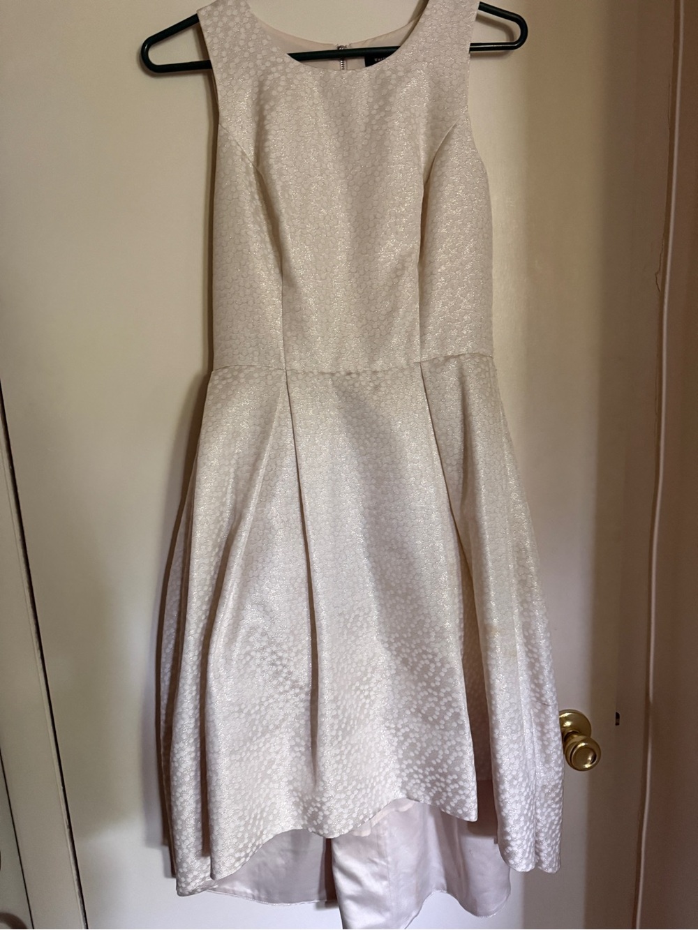 White House Black Market Cream High-Low Fit-and-Flare Dress
